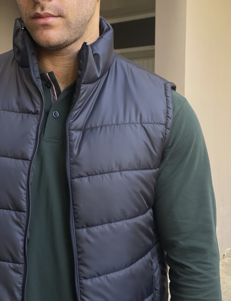 Ανδρικό μπλε καπιτονέ αμάνικο μπουφάν 33931B φωτογραφία